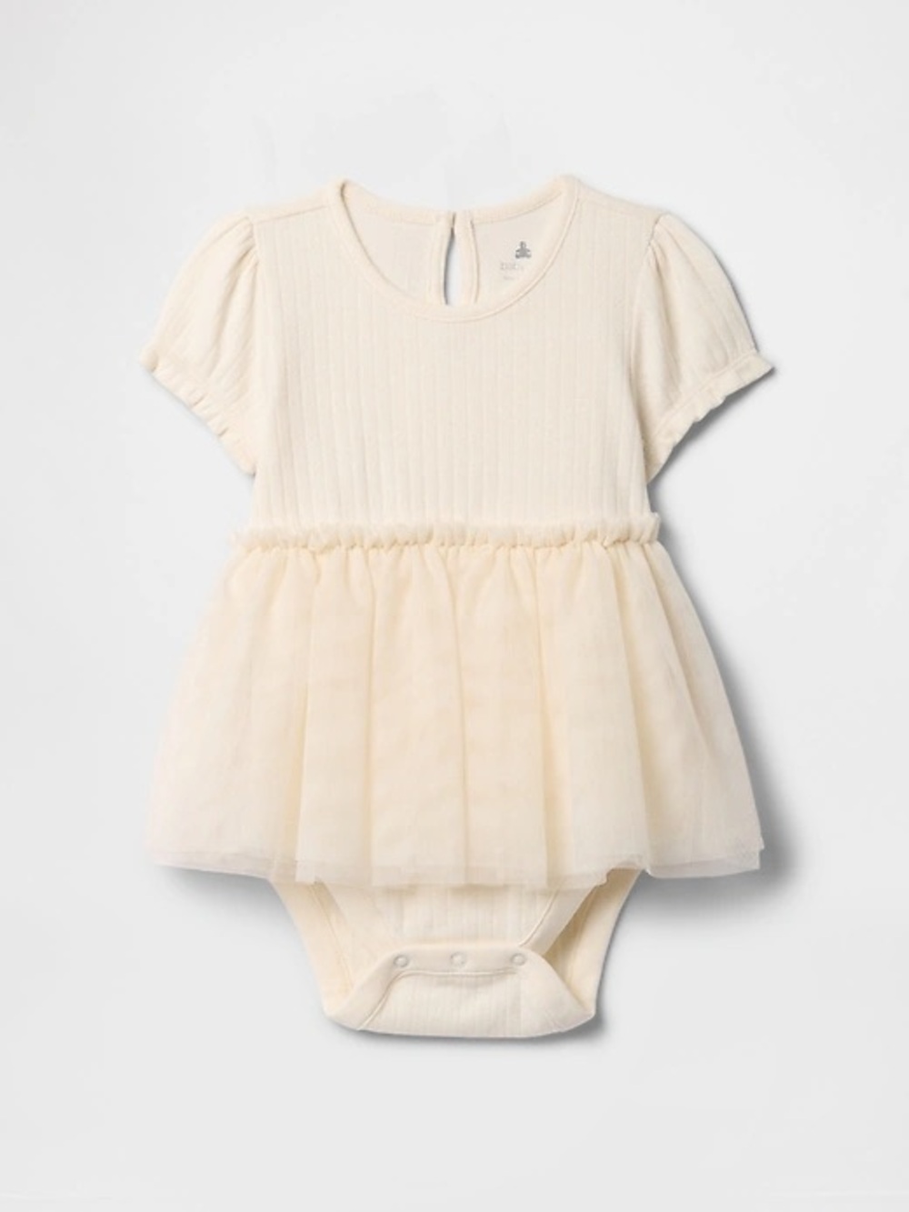GAP Cream Tulle Peplum Baby Dress Bodysuit